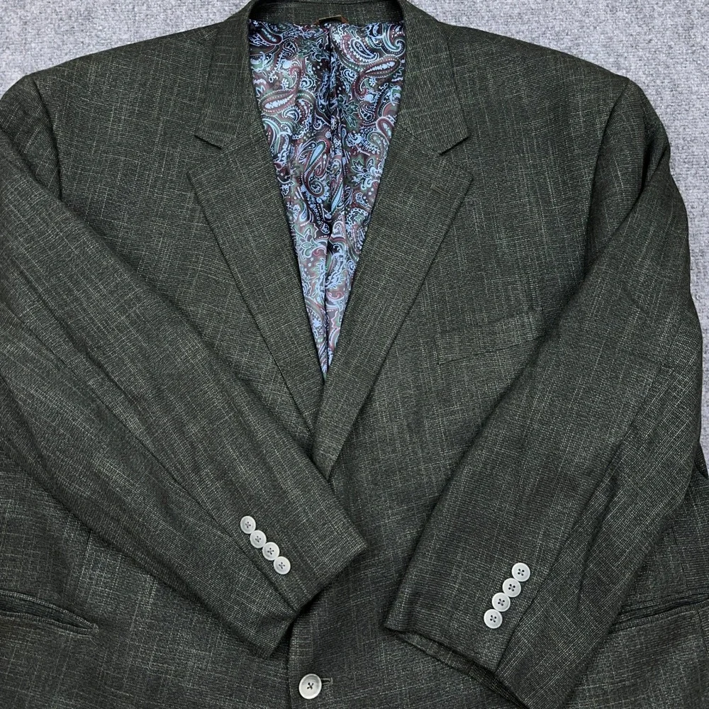 Oak Hill Sport Coat Blazer Men's 4XL 58/60 Dark Green Two Button Paisley Lined